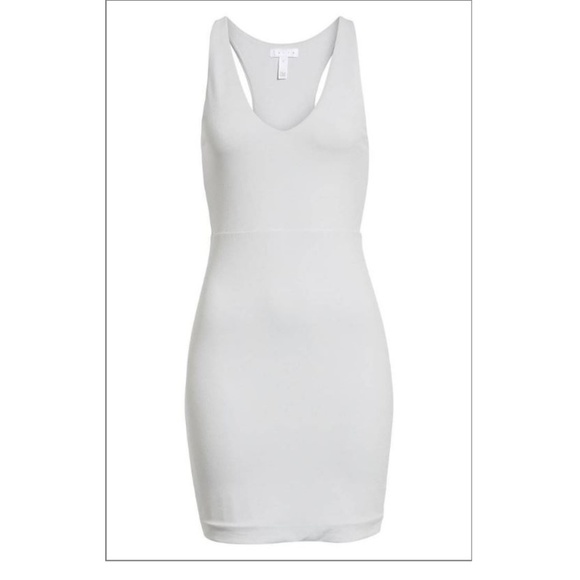 Leith Mini Body-Con Plunge Jersey Dress Gray Medium NEW - Picture 4 of 6